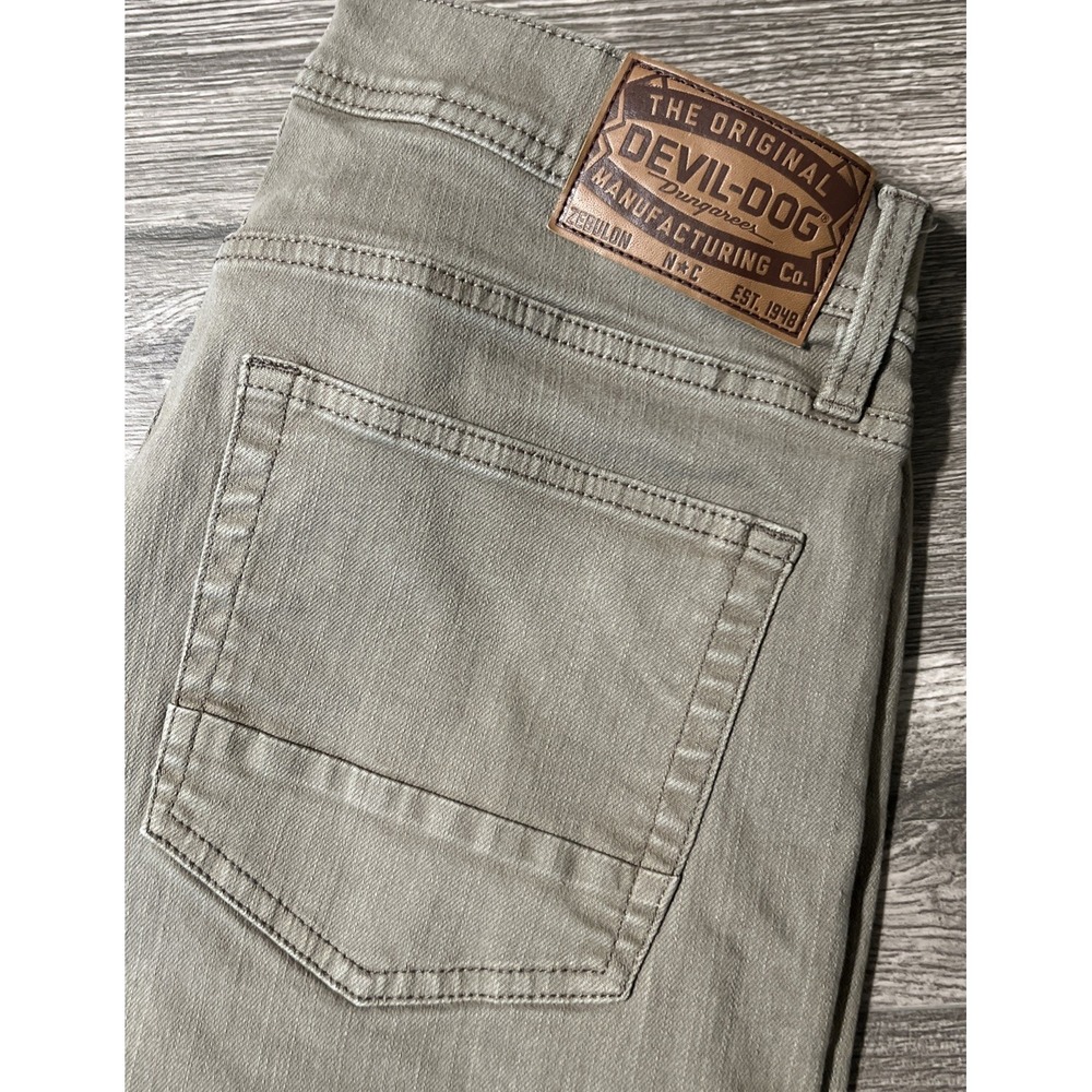 Devil Dog Dungarees Athletic Fit Rugged Tan Khaki Denim Jeans Size 30x30 (31x29)